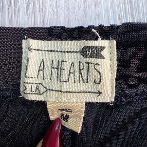 LA Hearts‎ Skirt Women's M Velvet Burnout Medallion Dark Navy/Purple Stretch - Picture 3 of 11